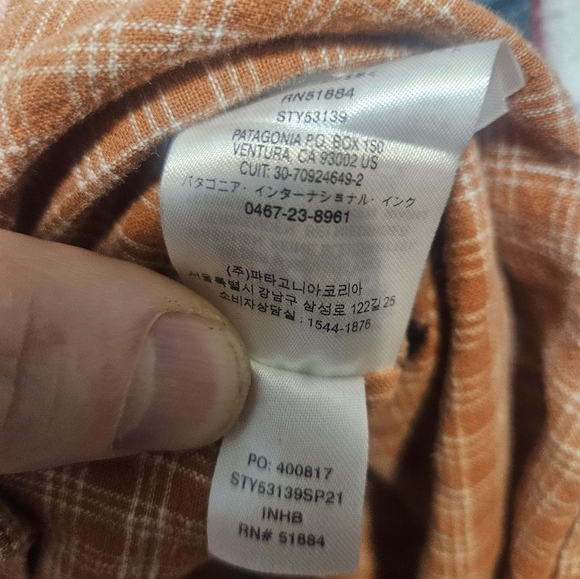 Patagonia Men’s XL Hemp Organic Cotton Plaid Button Shirt Rust Orange - Picture 7 of 8